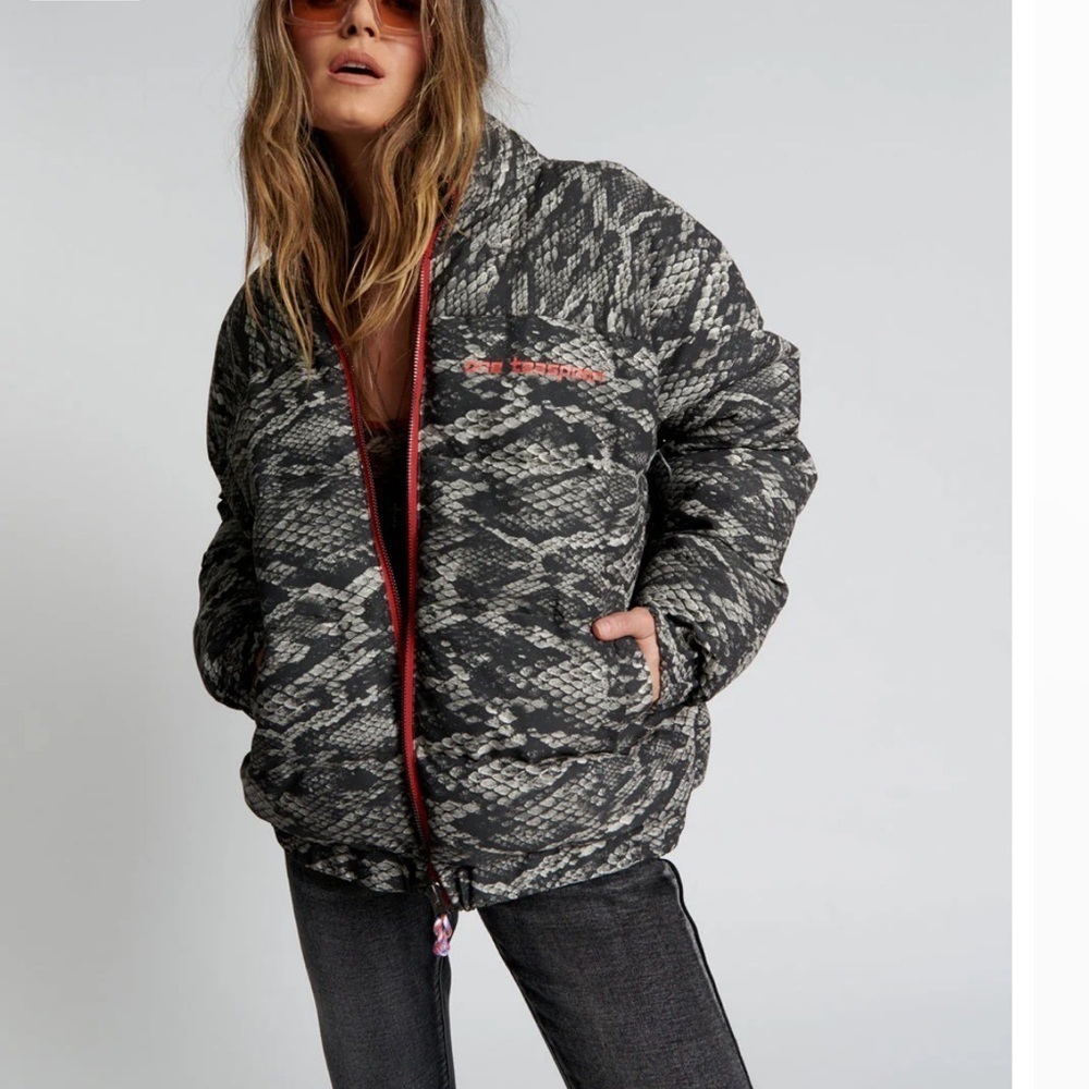 One Teaspoon SNAKE print DIRTEE LOVE PUFFA JACKET Parka Coat Large